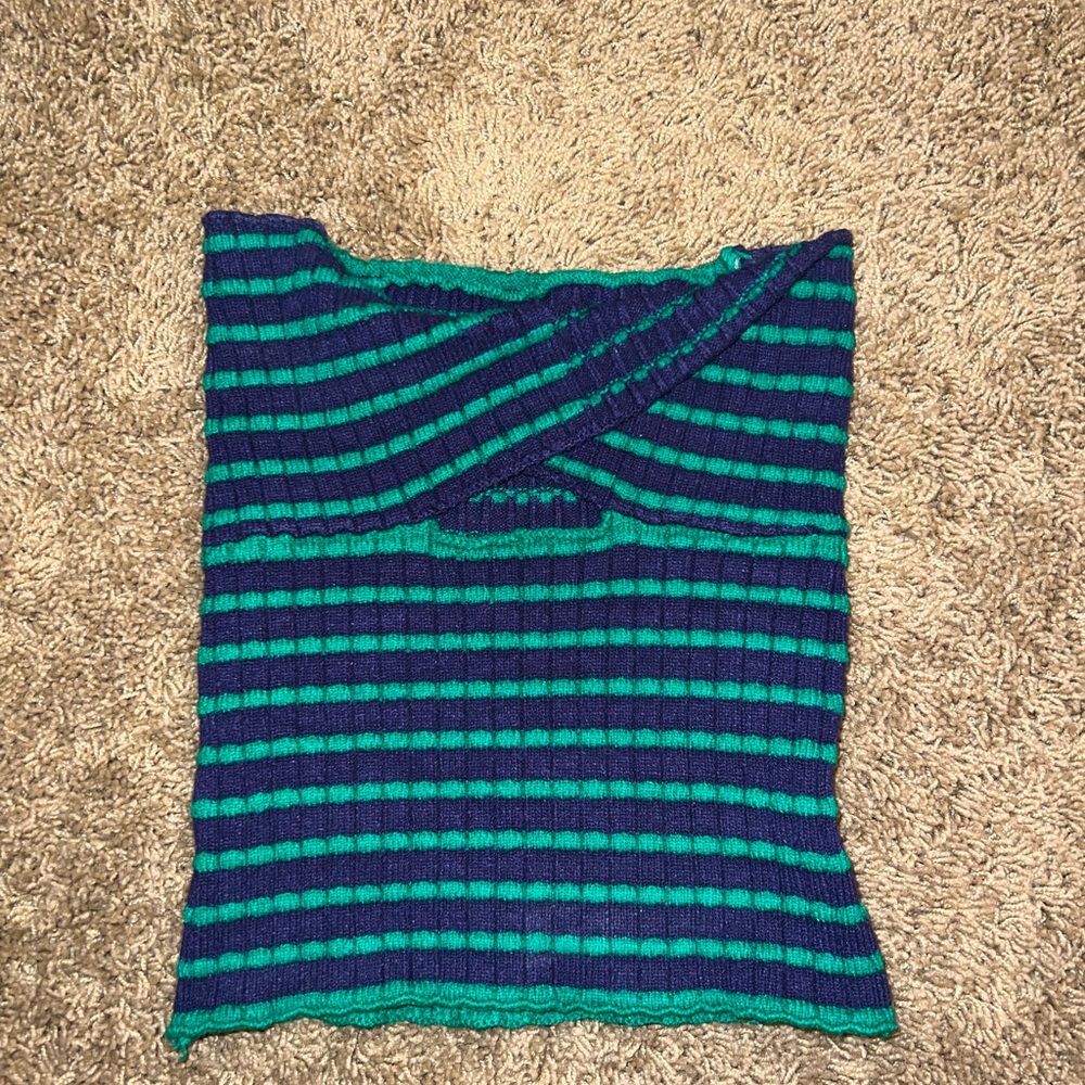 Striped Green and Blue Women's Tube Top